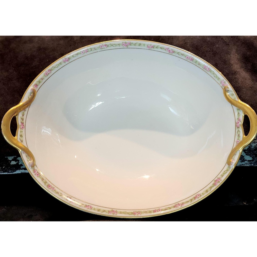 Vintage C.H. Field Haviland Limoges GDA Porcelain Floral Gold Trim Serving Bowl